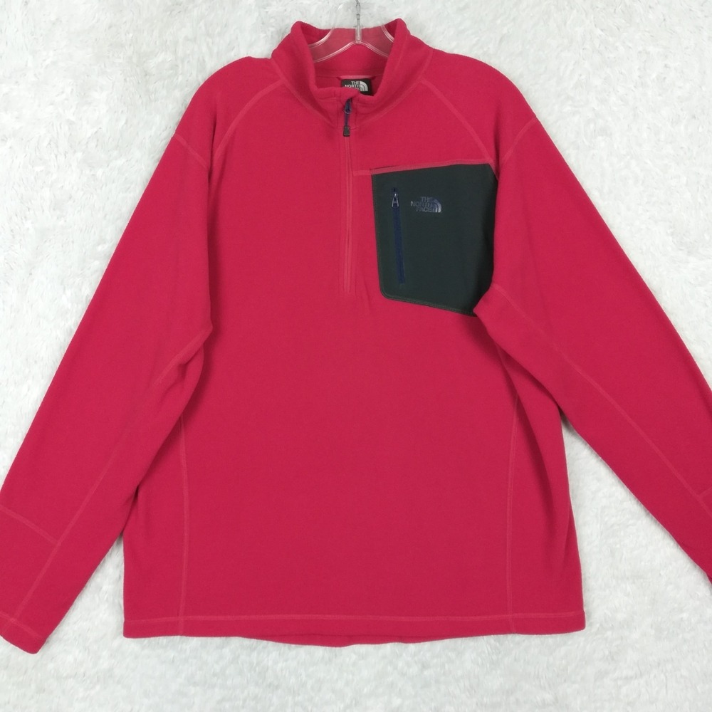 The North Face Mens Fleece Jacket  Pullover 1/2 Zip Red Black Long Sleeve XL‎